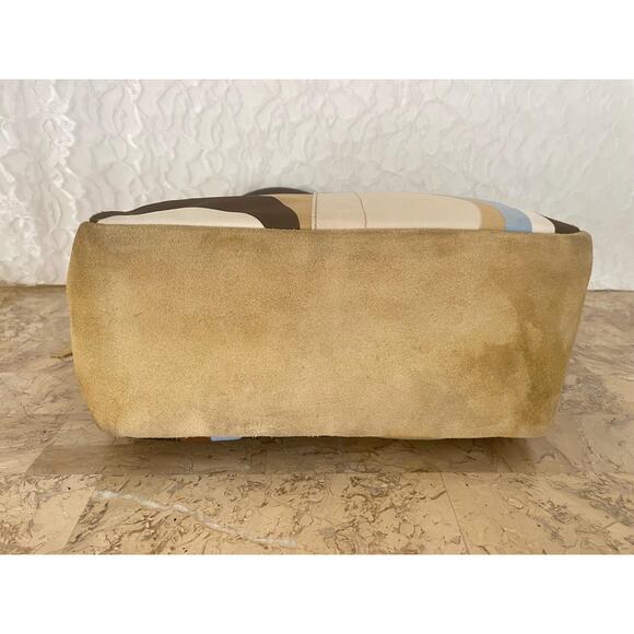 COACH #10113 Hampton tote bag Scarf print tan blue brown signature purse Y2K - Picture 6 of 10